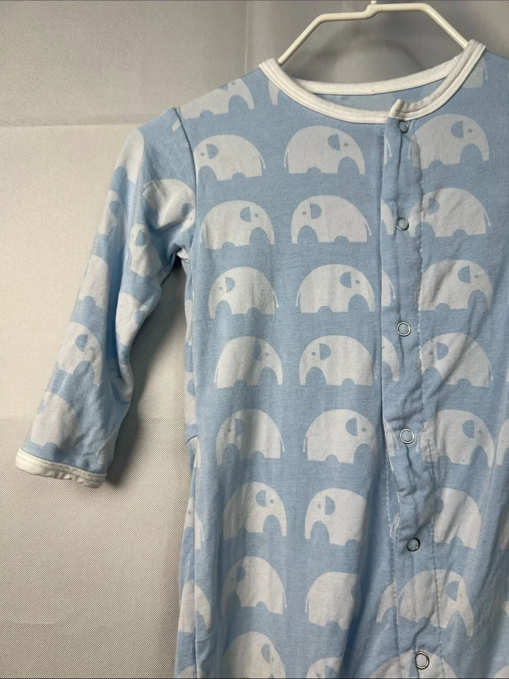 Kickee Pants blue bamboo elephant one piece sleeper size 3-6 months